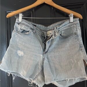 Club Monaco Blue Jean Shorts with Distressed Hems